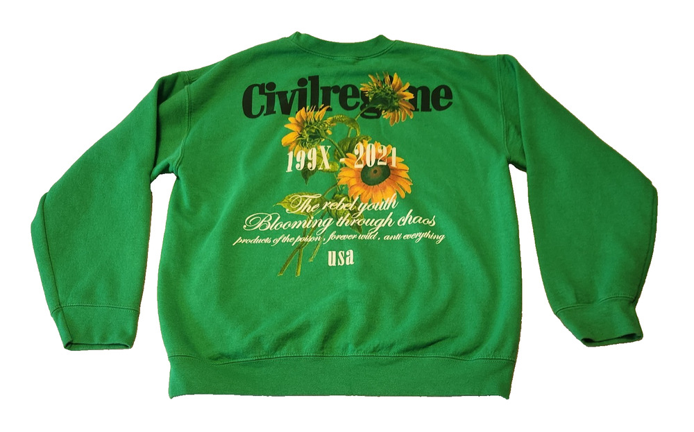 Civil Regime Rebel Youth 199X-2021 Green Crewneck Sweatshirt Size Medium